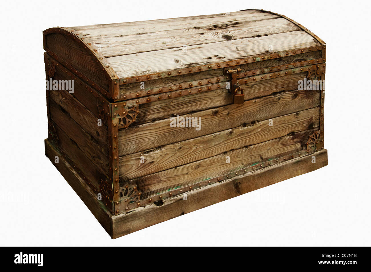 Geschlossene Holzkiste Stockfoto