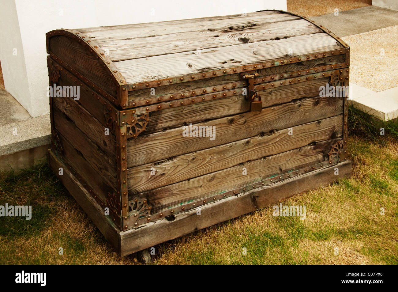 Holzkiste, Macao, China geschlossen Stockfoto