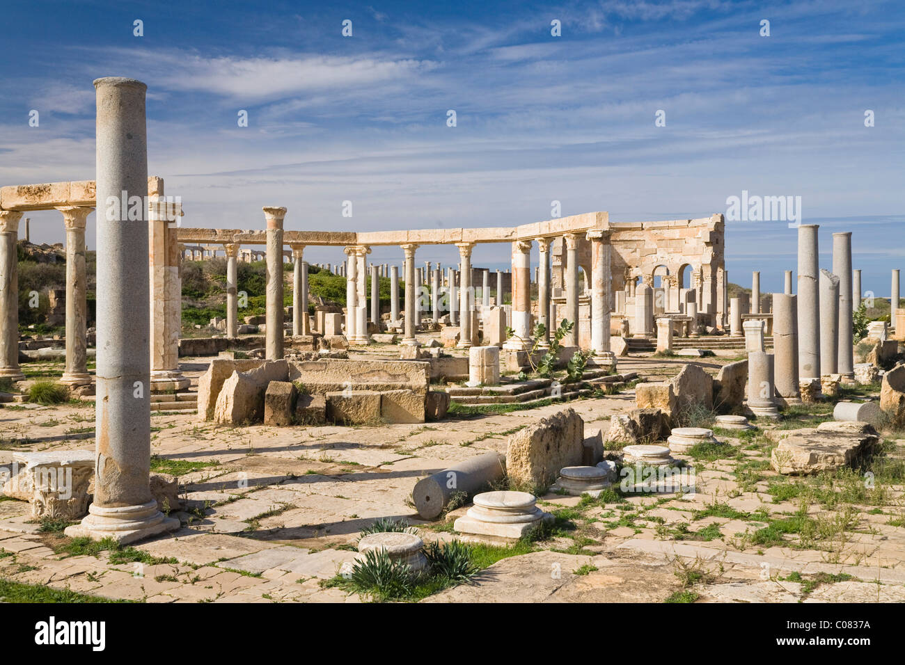 Punischen Markt, Leptis Magna, Libyen, Nordafrika, Afrika Stockfoto