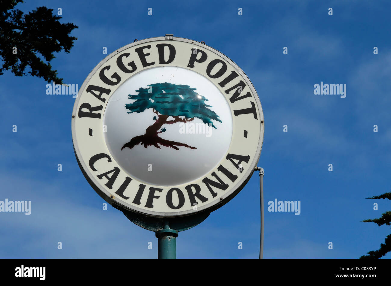 Zeichen, Ragged Point, Picknick-Bereich, in der Nähe von Big Sur, Kalifornien, USA, Nordamerika Stockfoto