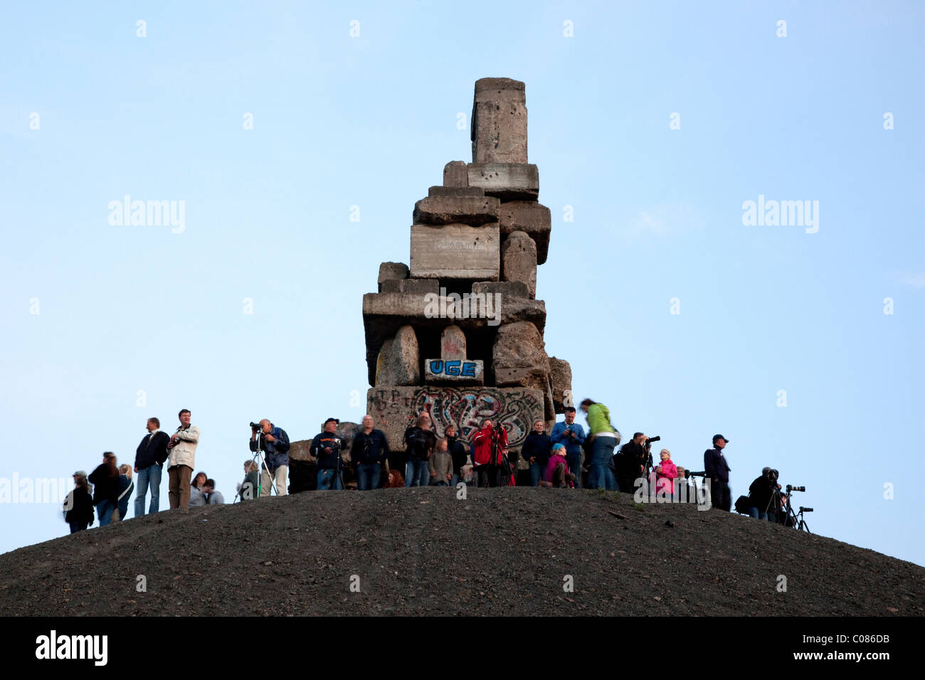 Halde Rheinelbe Dump Wahrzeichen mit Skulptur, Himmelsleiter, Jakobsleiter, Himmelsleiter, Gelsenkirchen Stockfoto