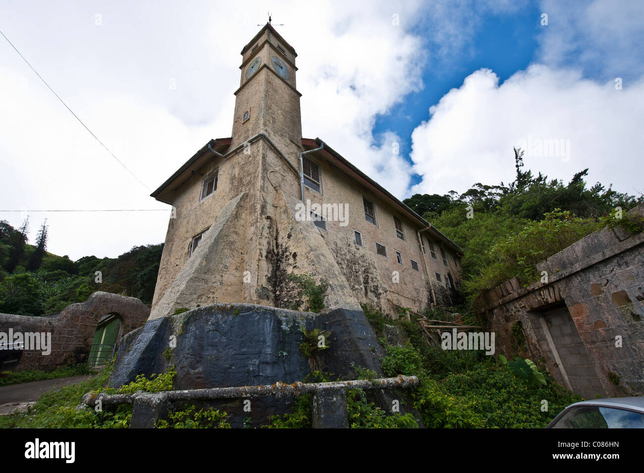 Green Mountain Ascension Island bekannt für Flora und Forna üppiger grüner Vegetation und künstliche Wälder. Süd-Atlantik. Stockfoto