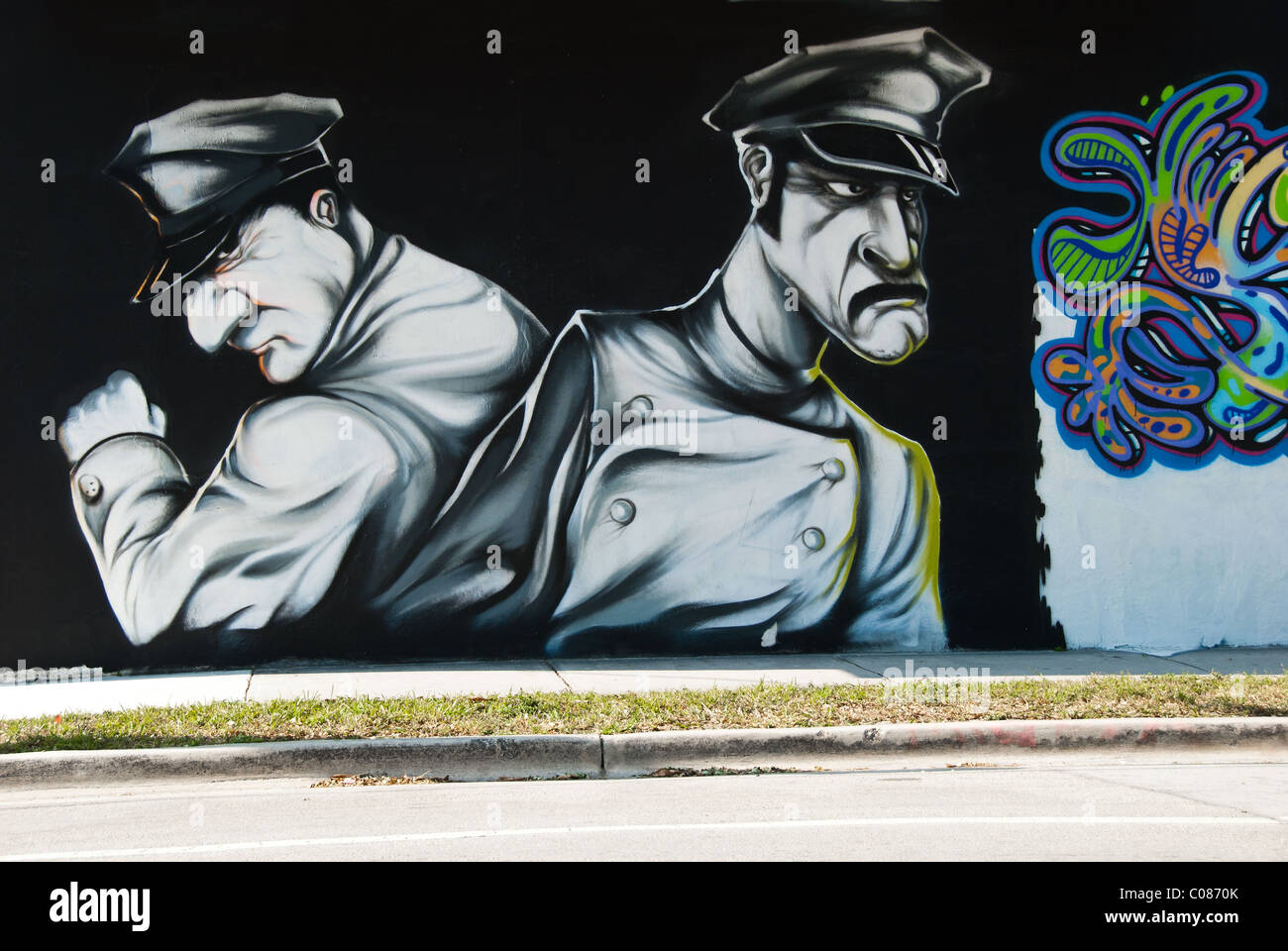 Graffiti-Wand-Kunst in Wynwood Art District von Miami, Florida, USA Stockfoto