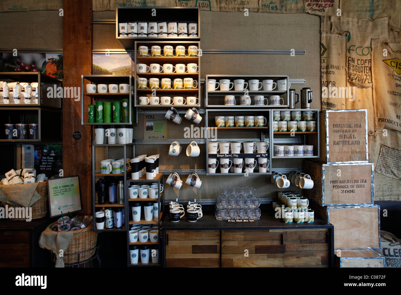 Starbucks Coffee, berühmten Kaffeehaus, Seattle, Washington, USA Stockfoto