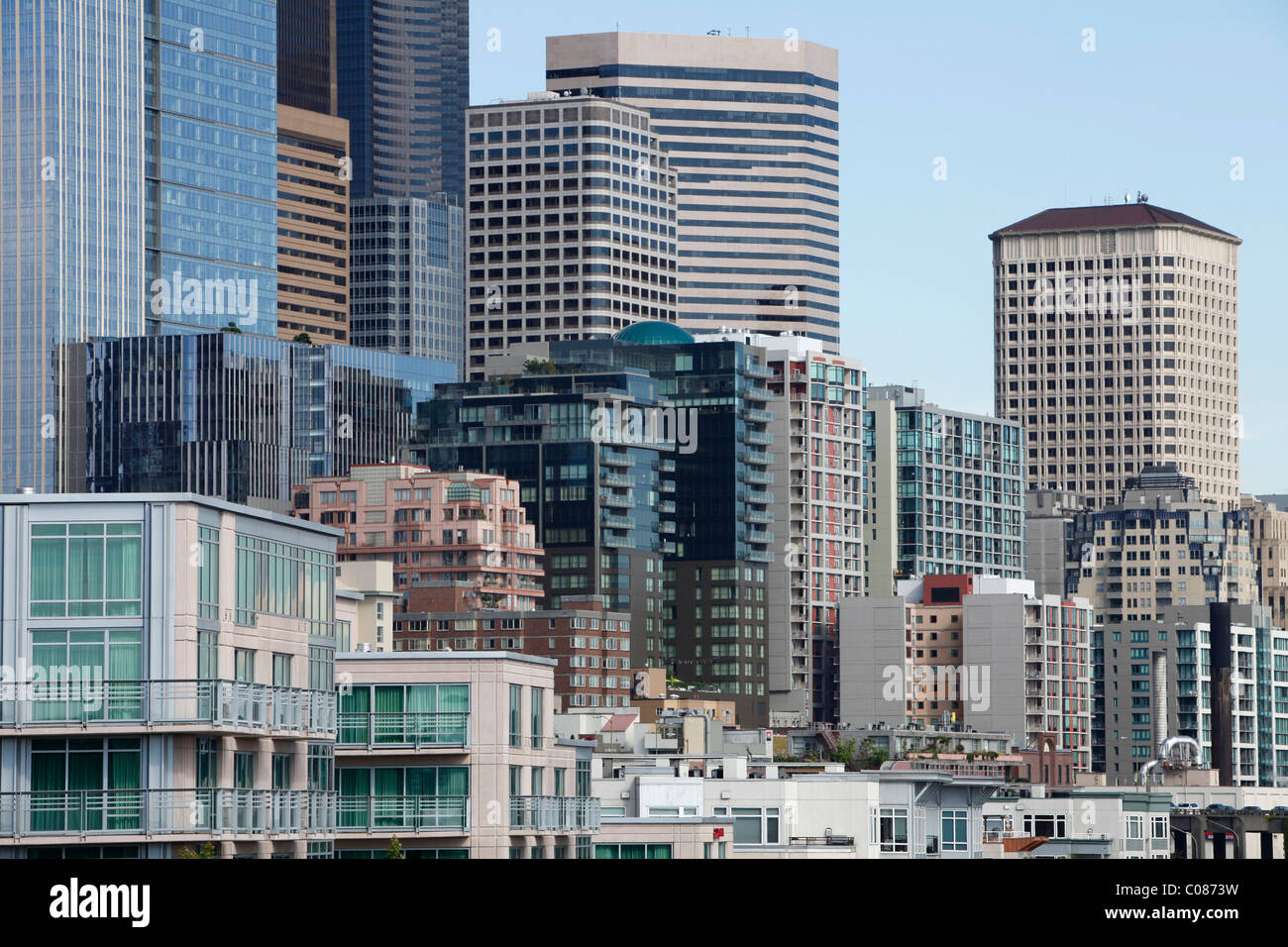 Stadtbild auf Alaskan Way, Seattle, Washington, USA Stockfoto