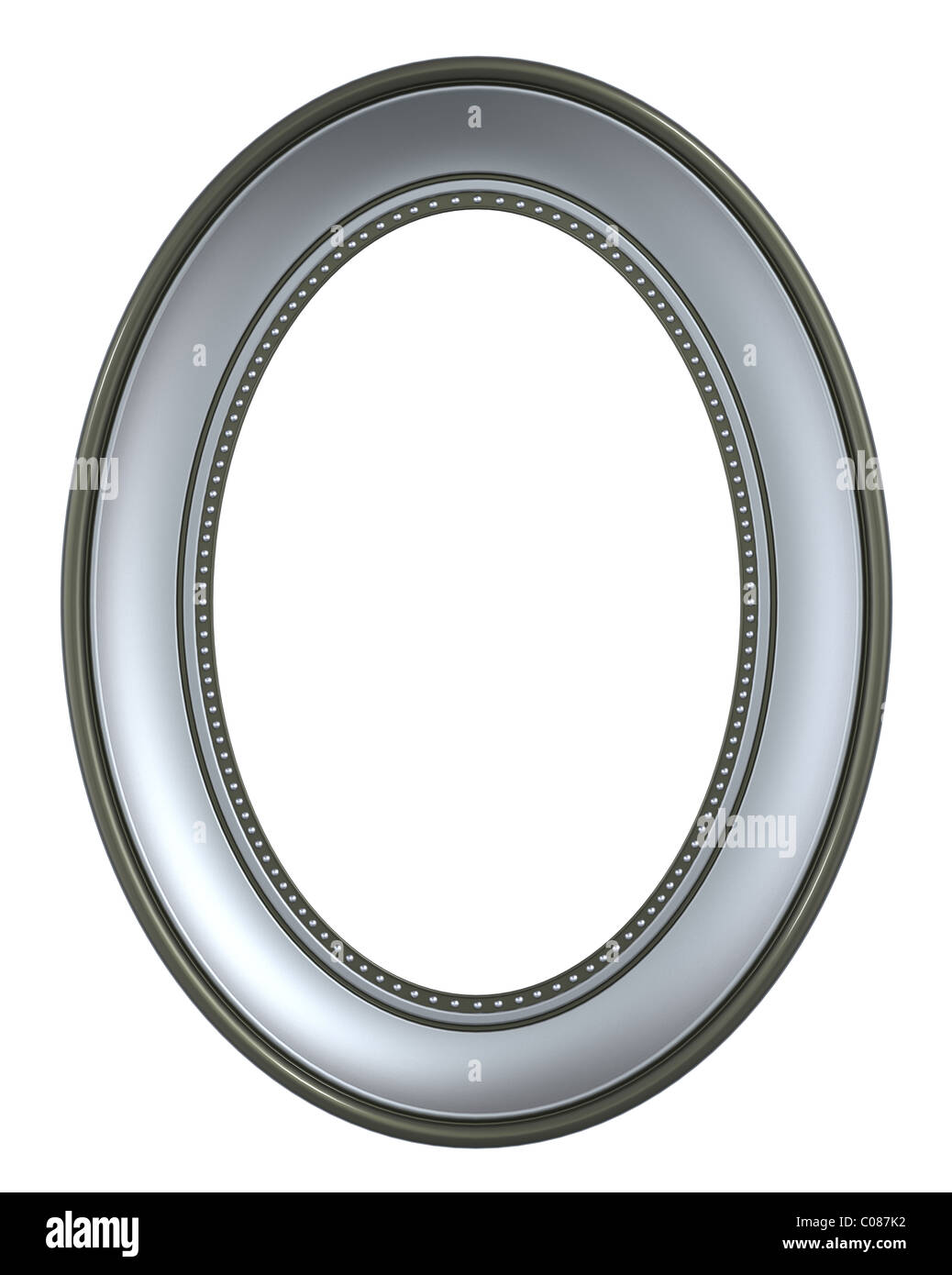 Silber ovale Rahmen isoliert auf weißem Hintergrund. Stockfoto