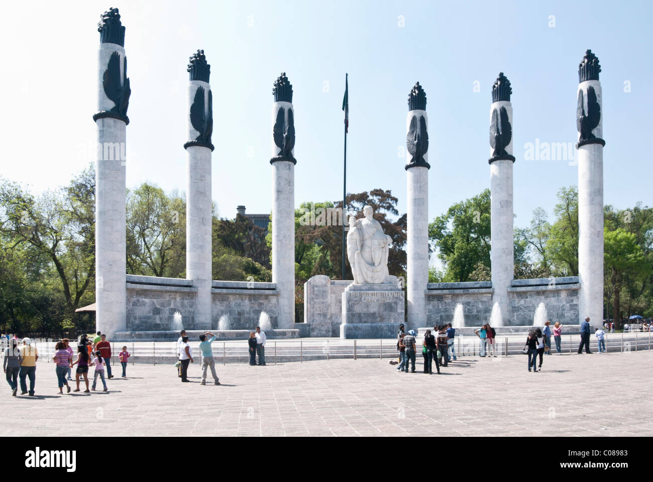 Ninos Helden Denkmal Chapultepec Park Gedenkstätte für Märtyrer Kadetten, die ihre Todesfälle, anstatt die Kapitulation Schloss Mexiko sprang Stockfoto