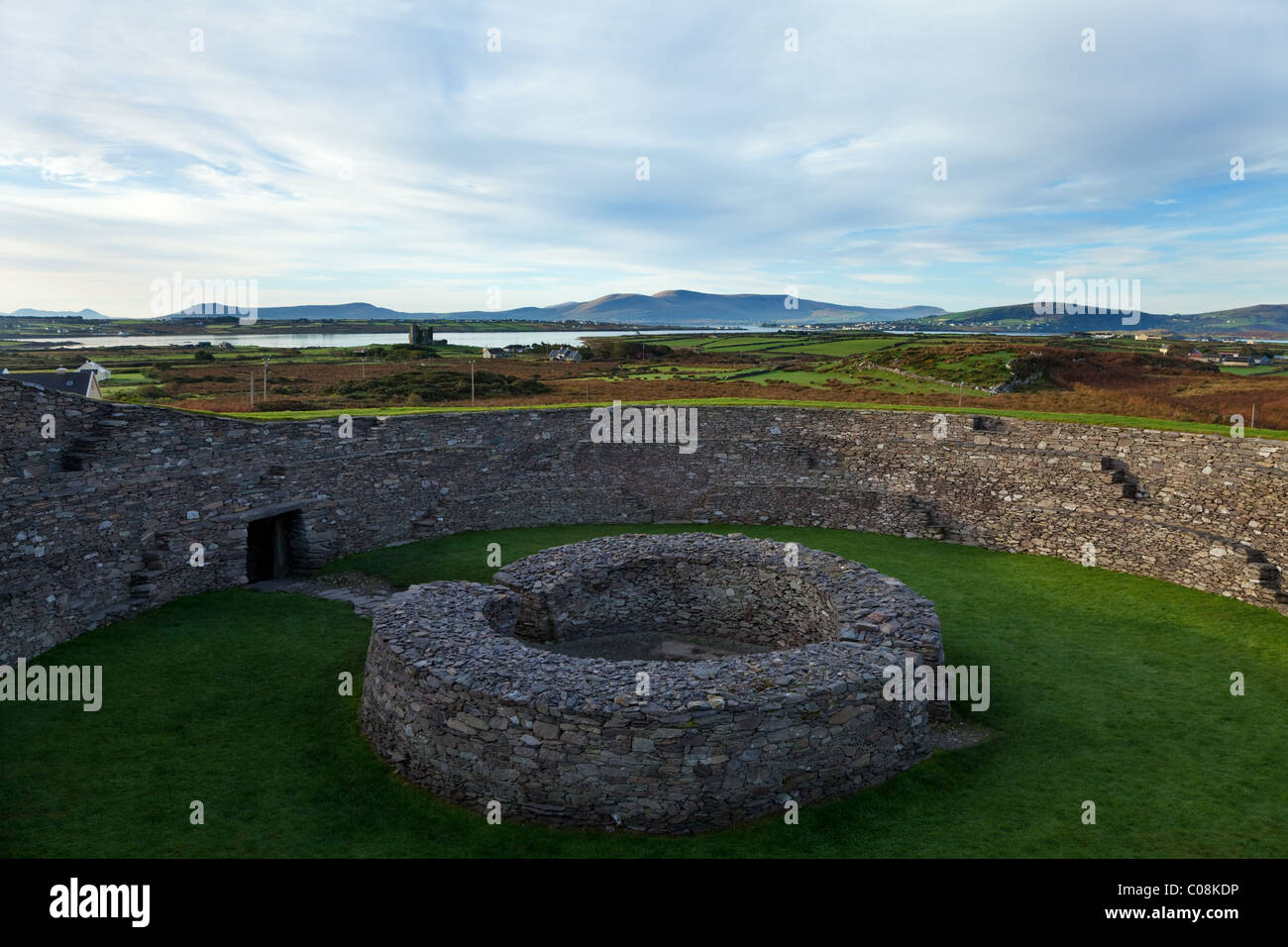 Cahergall Stone Fort aus der Eisenzeit (500BC um 400 n. Chr.), in der Nähe von Cahirciveen, The Ring of Kerry, County Kerry, Irland Stockfoto