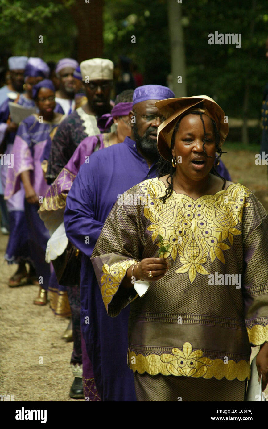 BWUFA, schwarze Frauen vereinigt für Action und Mount Vernon Ladies Association veranstaltete die 10. jährlichen Slave Memorial Kranz Stockfoto