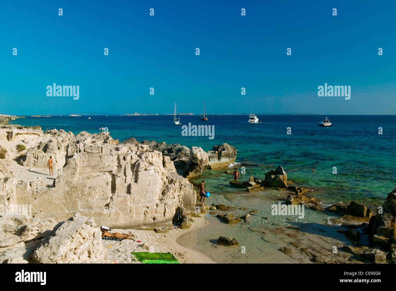Las Salines, Ibiza, Balearen, Spanien Stockfoto