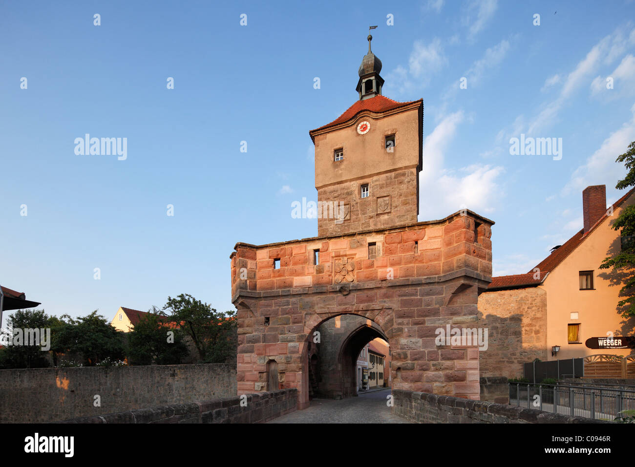 Stadttor, Wolframs-Eschenbach, mittlerer Franken, Franken, Bayern, Deutschland, Europa Stockfoto