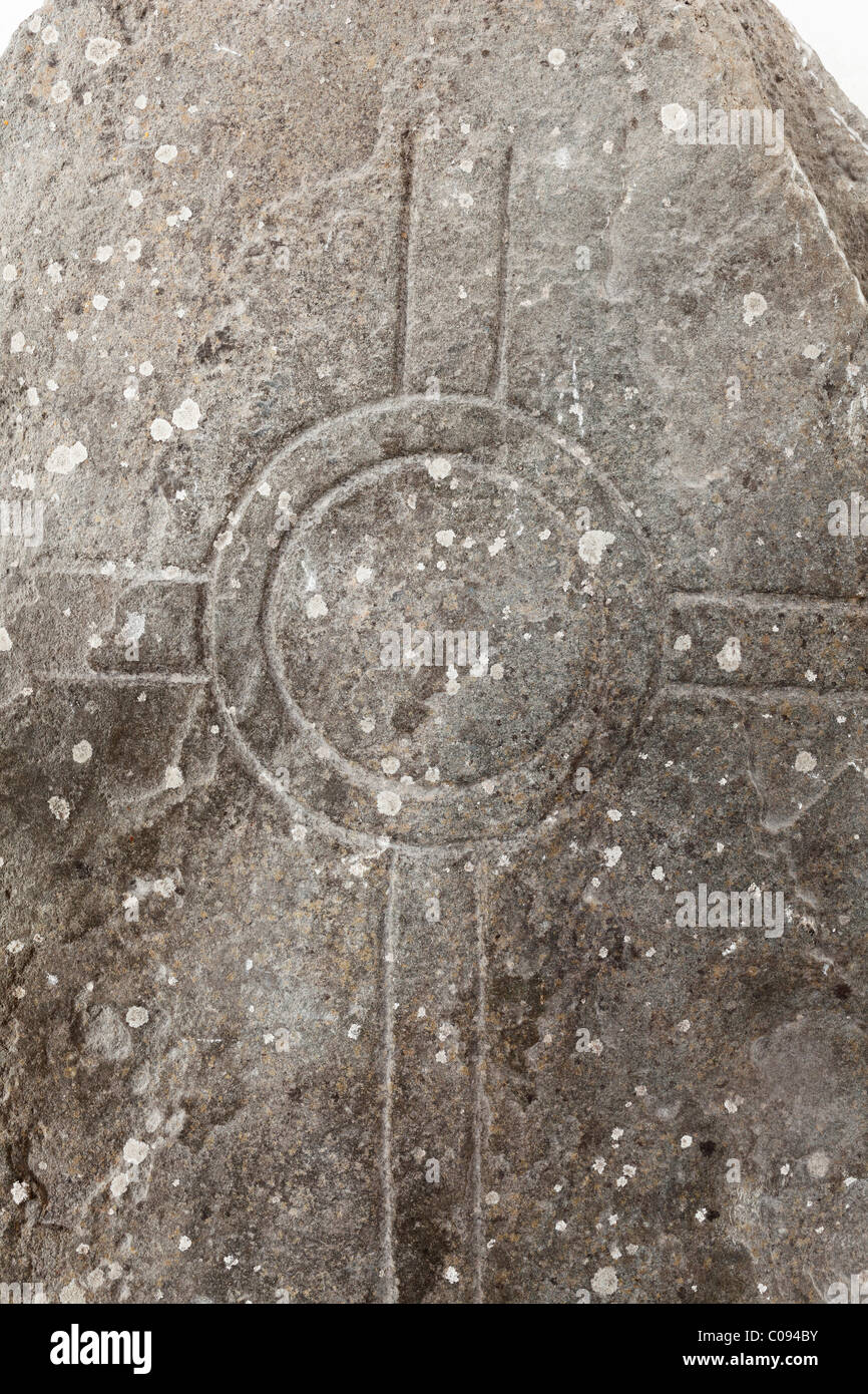 Geschnitzte Kreuz in Stein, frühes Mittelalter, Ardfert Kathedrale, County Kerry, Irland, britische Inseln, Europa Stockfoto