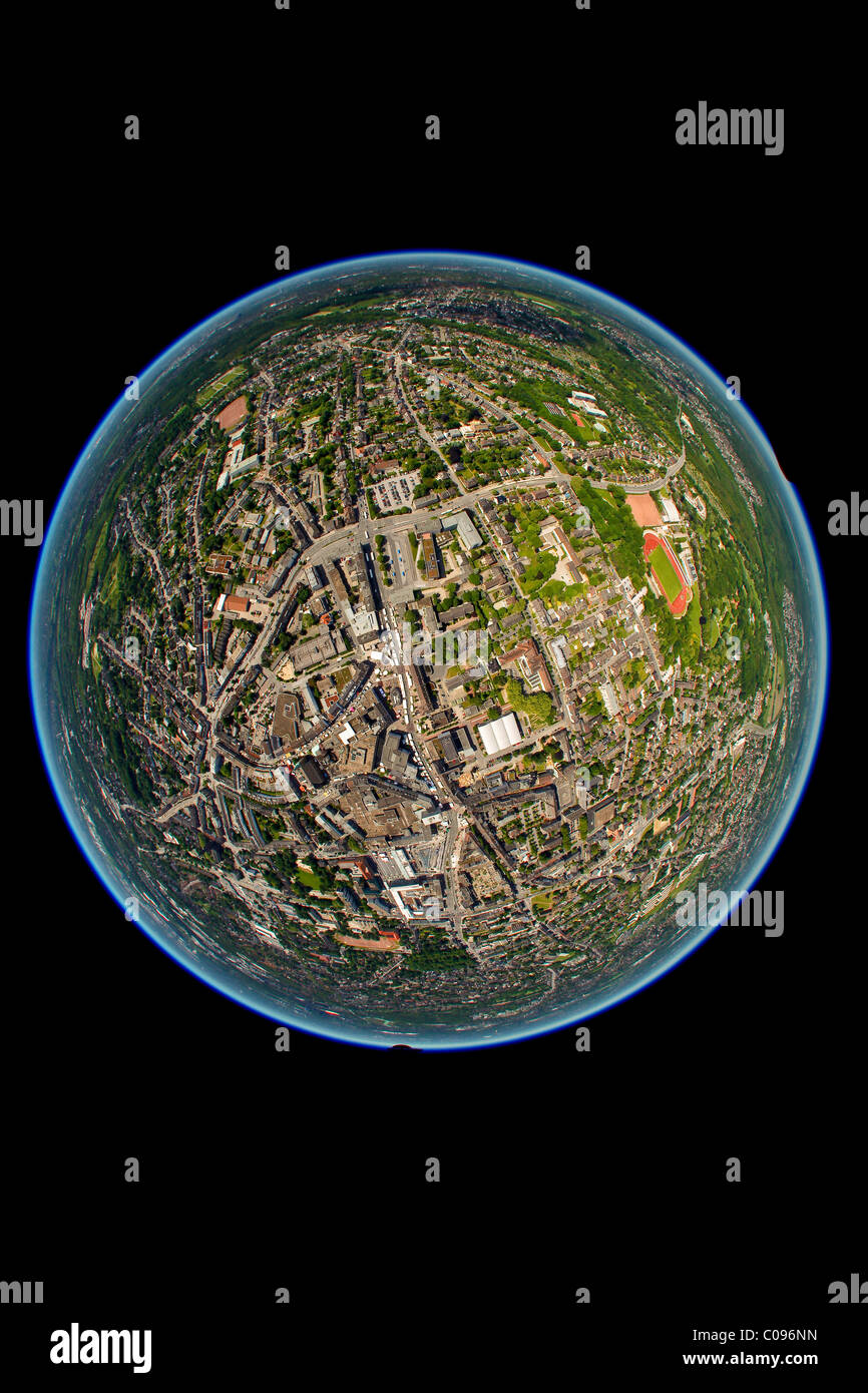 Luftaufnahme, schoss mit einem fisheye-Objektiv, Bottrop, Ruhrgebiet, Nordrhein-Westfalen, Deutschland, Europa Stockfoto