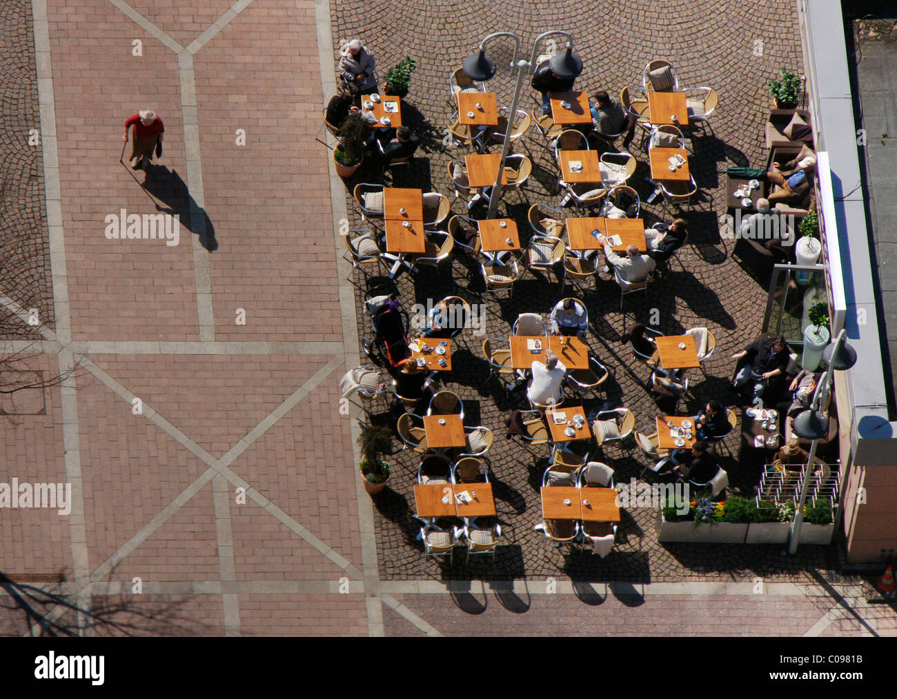 Luftaufnahme, Husemannplatz Cafe, Willy-Brandt-Platz-Platz, Bochum, Ruhr und Umgebung, Nordrhein-Westfalen, Deutschland, Europa Stockfoto