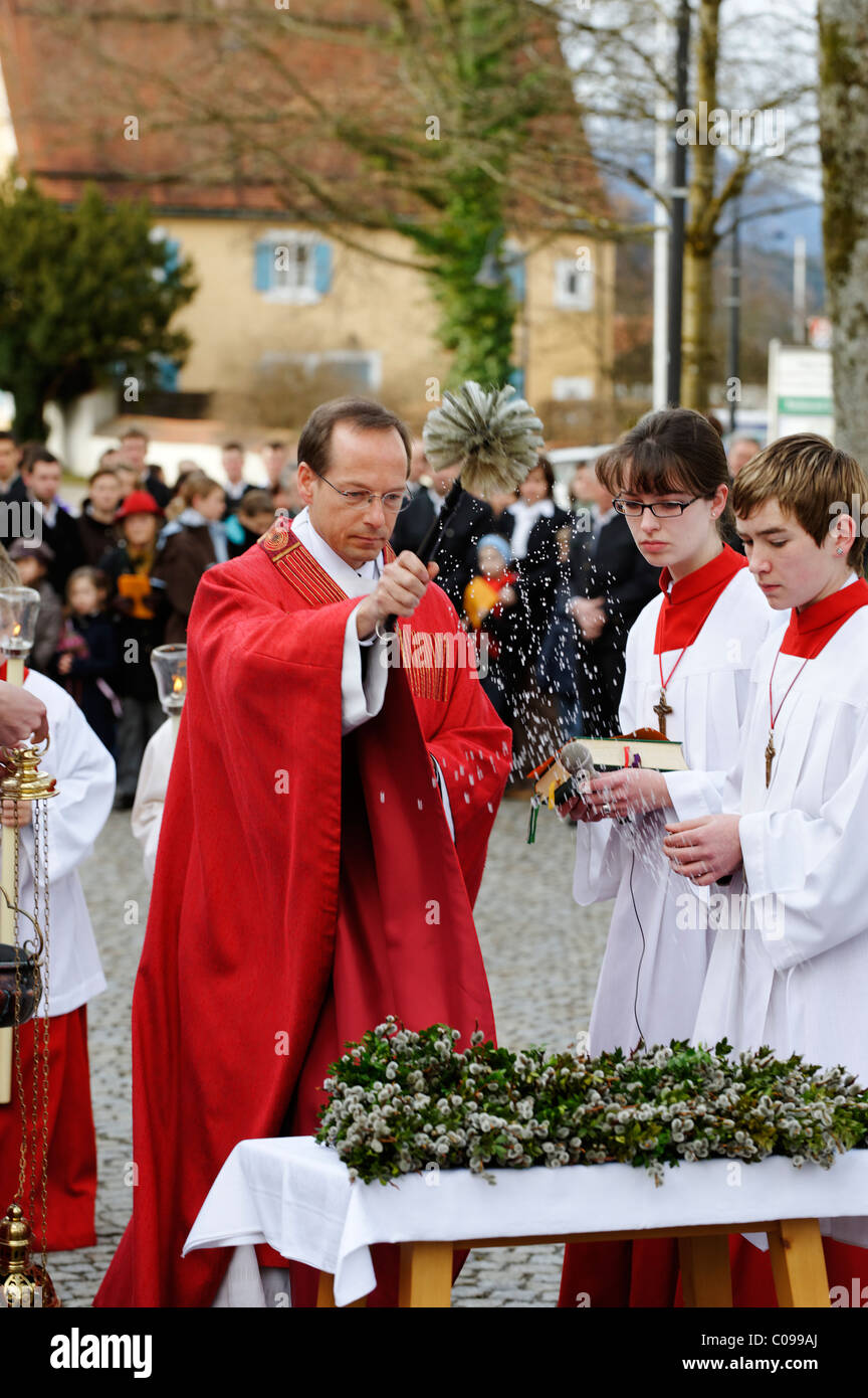 Palm-Sonntag Prozession, Bad Heilbrunn, Loisachtal, Oberbayern, Deutschland, Europa Stockfoto
