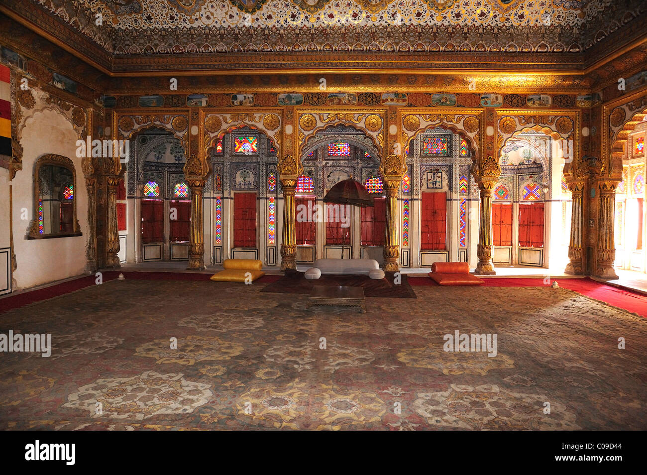 Phul Mahal, Blume Palast, Thronsaal in der Meherangarh Fort, Jodhpur, Rajasthan, Indien, Asien Stockfoto