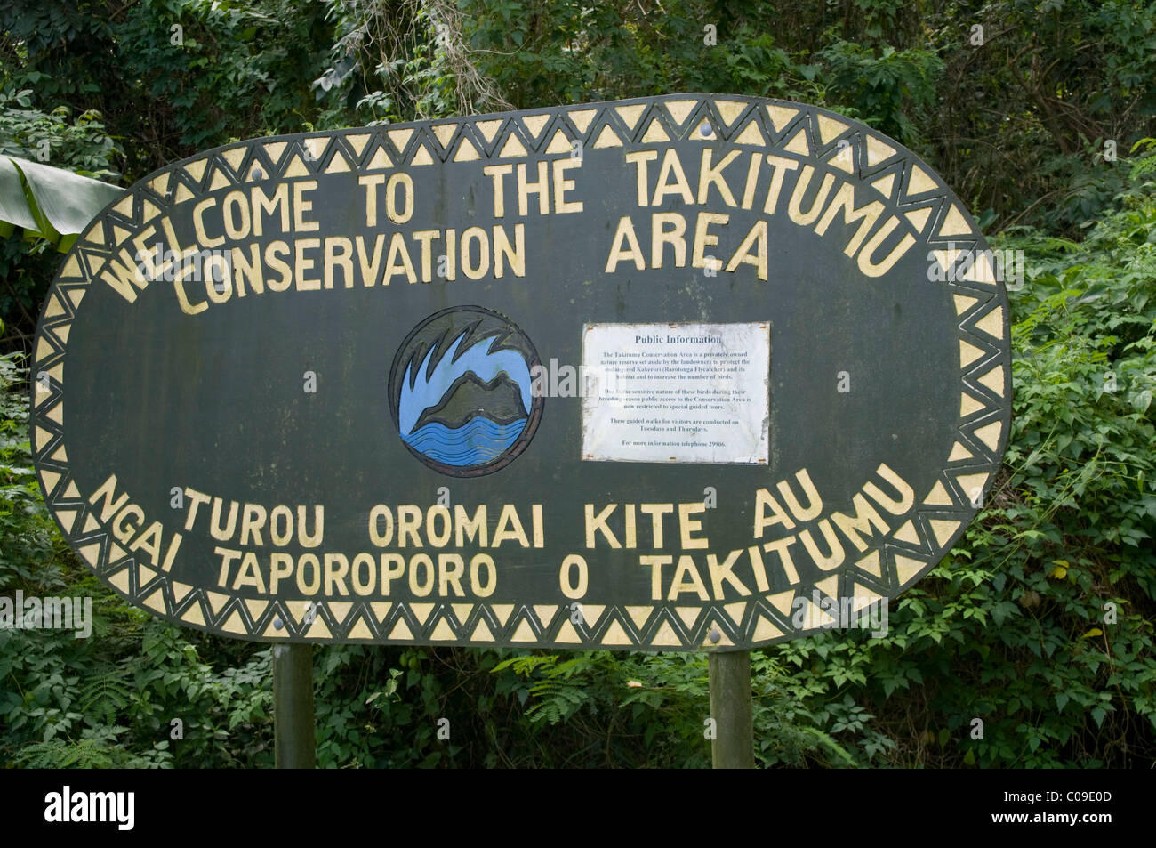 Private Takitumu Conservation Area ist der Schutz der seltenen Kakerori auf Cook-Inseln, die größte Insel Rarotonga. Stockfoto