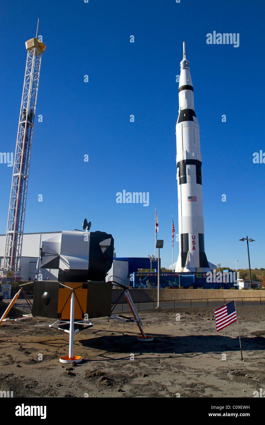 Saturn-V-Mock-up im U.S. Space and Rocket Center befindet sich in Huntsville, Alabama, USA. Stockfoto