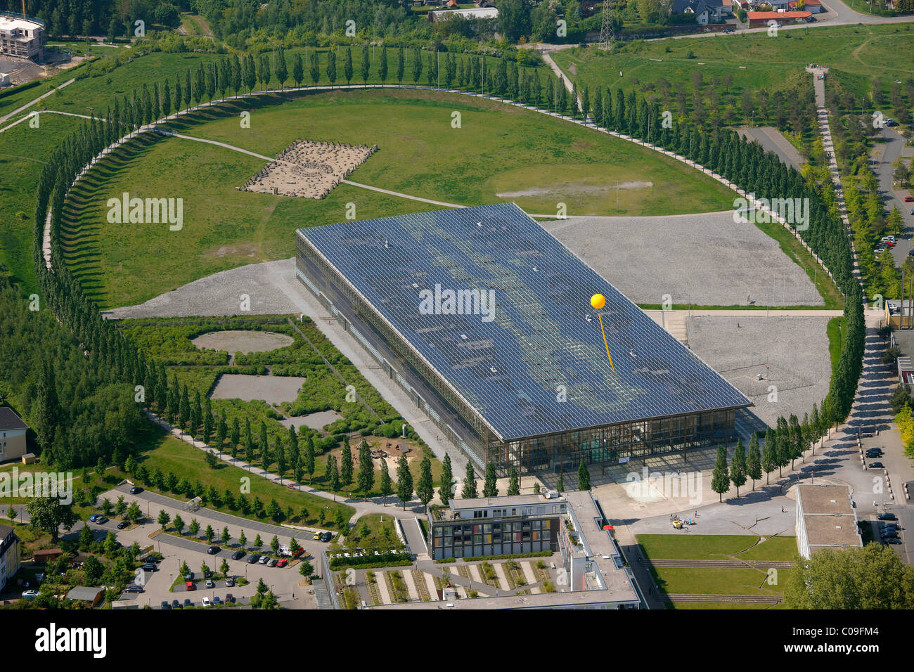 Luftaufnahme, ehemalige mine Mont Cenis 1, 3, 5 mit der Solarakademie Mt.Cenis solar Academy, Stadtteil Sodingen, Herne, Stockfoto