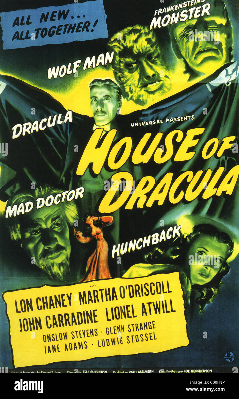 Haus von DRACULA Plakat für 1945 Universal Film mit Lon Chaney Stockfoto