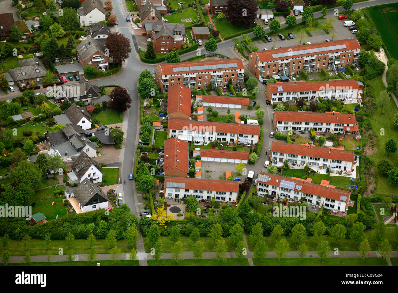 Luftaufnahme, Festival für Internationale Lichtkunst, Barbara Hoepping und Peter Freudenthal, Kreikenhof, Kohle-Kunst, Lünen Stockfoto