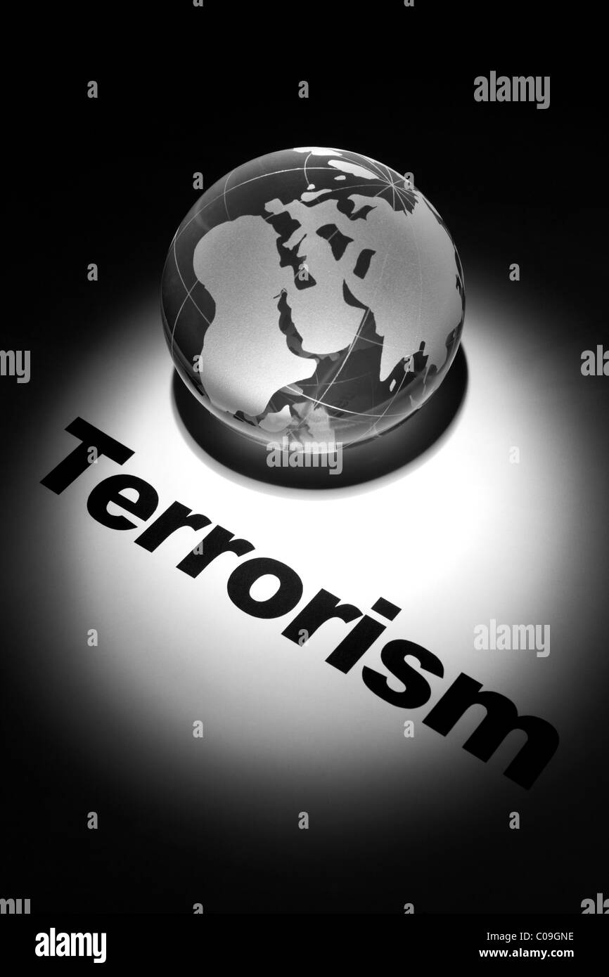 Globus, Konzept des globalen Terrorismus Stockfoto
