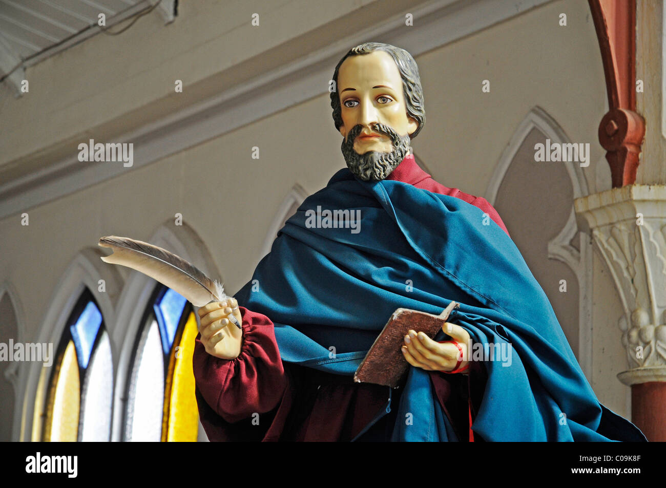 Arica, Norte Grande, San Marcos, Heiliger, Gelehrter, Buch, Feder, Catedral de San Marcos Kathedrale, Kirche, Nord-Chile, Chile Stockfoto