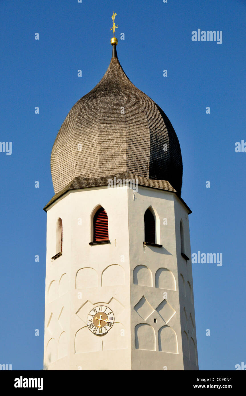 Turm des Benediktinerklosters aus dem 8. Jahrhundert auf der Fraueninsel, Frauen Insel, See Chiemsee, Chiemgau, Bayern Stockfoto