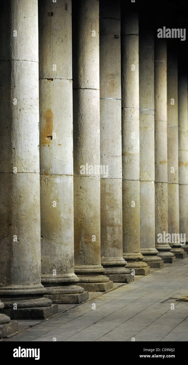 Säulen am Eingang zu den Markthallen Mercat De La Boqueria, Barcelona, Las Ramblas, Katalonien, Spanien, Europa Stockfoto