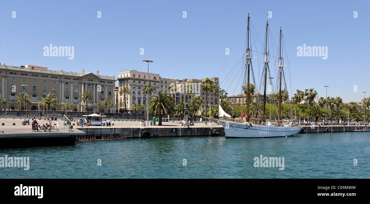 Dreimaster, Museumsschiff, marine Museum Museu Maritim von Barcelona, Port Vell, Barcelona, Katalonien, Spanien, Europa Stockfoto