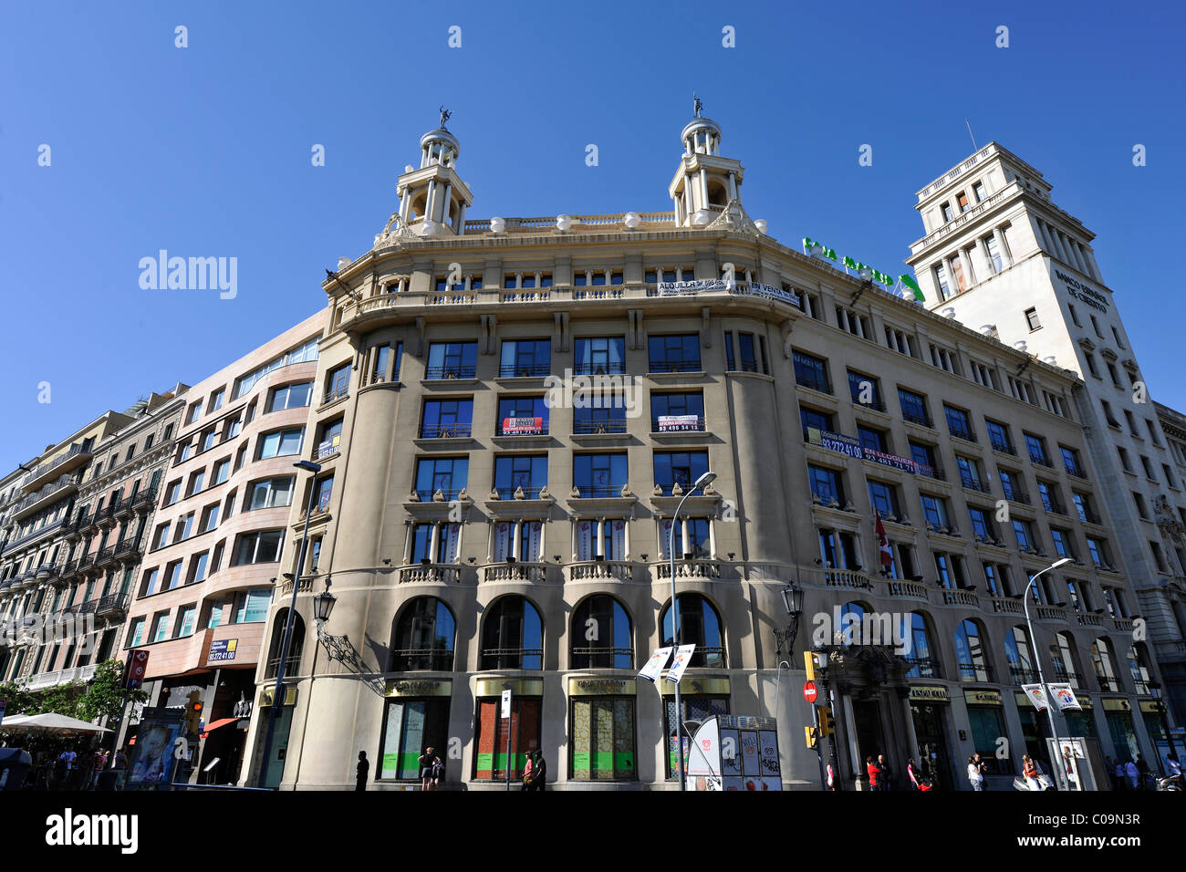 Sparkasse Caja Madrid, quadratische Plaza de Catalunya Katalonien, Barcelona, Katalonien, Spanien, Europa Stockfoto
