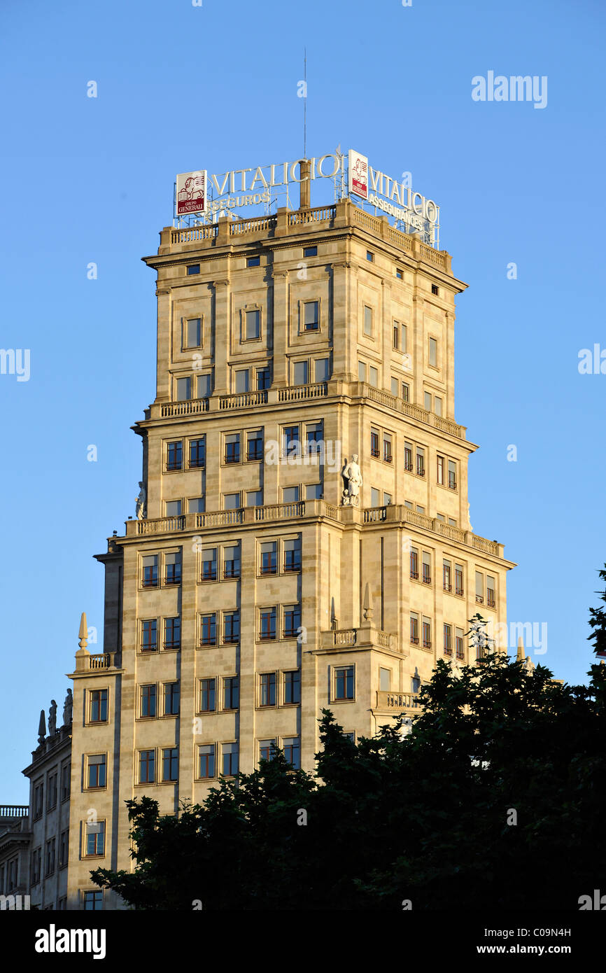 Bau von Vitalicio Seguros Versicherung, Plaza de Catalunya, Barcelona, Katalonien, Spanien, Europa Stockfoto