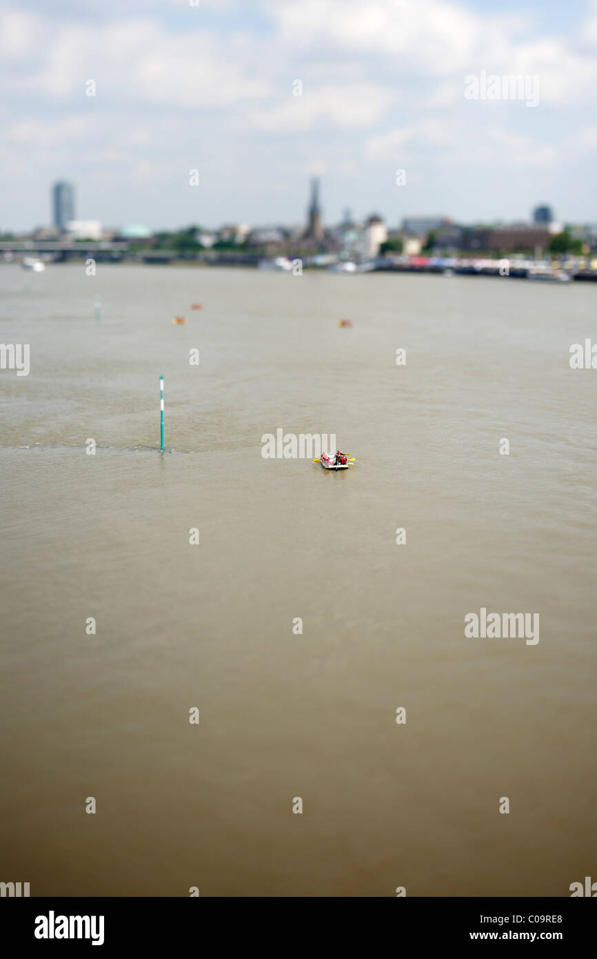 Ruderboote, Rhein, Düsseldorf, Nordrhein-Westfalen, Deutschland, Europa Stockfoto