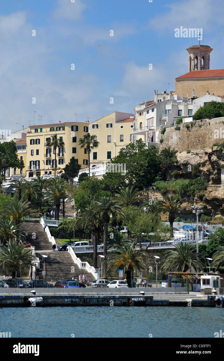 Ansicht von Mahón oder Maó, die Hauptstadt von Menorca, Balearen, Europa Stockfoto