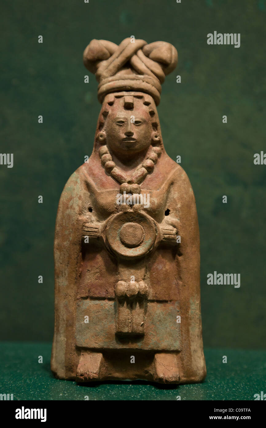 Clay Maya Figur in das nationale Museum für Anthropologie, Mexiko-Stadt. Stockfoto