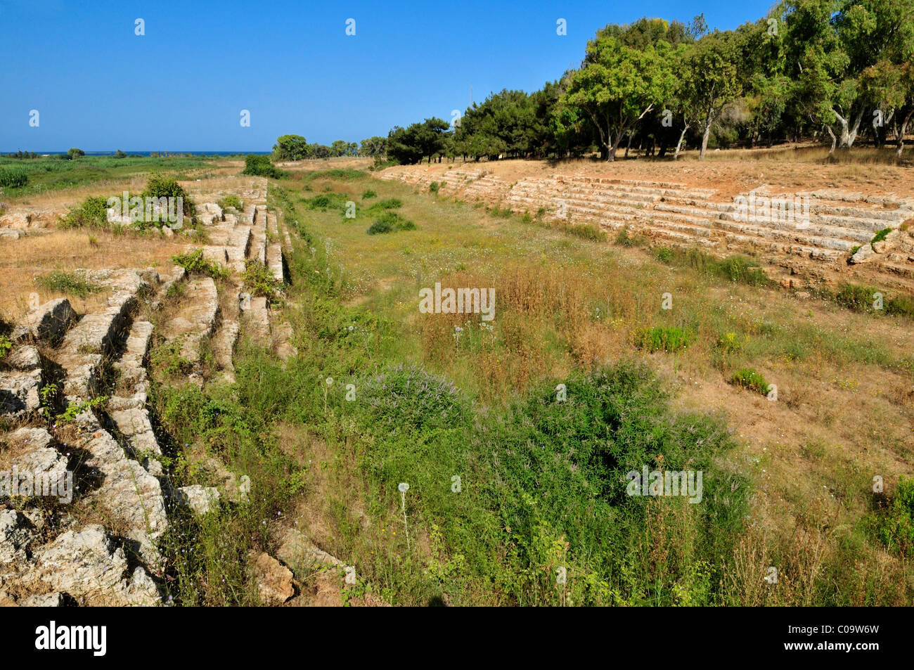Stadion an der phönizischen archäologische Stätte von Amrit in der Nähe von Tartus, Tartus, Syrien, Naher Osten, West-Asien Stockfoto