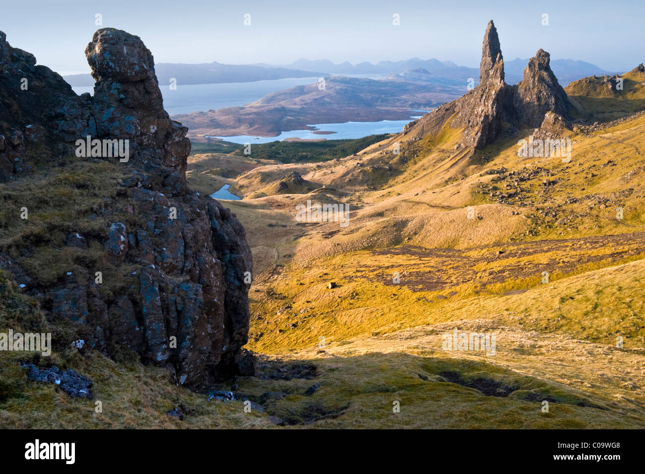 Der Old Man of Storr, Halbinsel Trotternish, Isle Of Skye, innere Hebriden, Schottland, UK Stockfoto