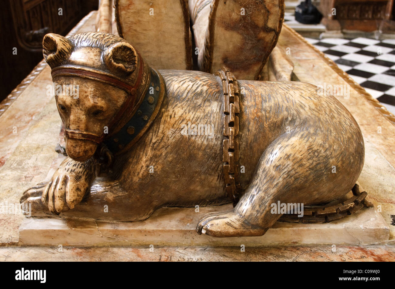 Tragen Detail, Ambrose Dudley Memorial, Beauchamp Kapelle, Kirche St. Marien, Warwick, Warwickshire Stockfoto