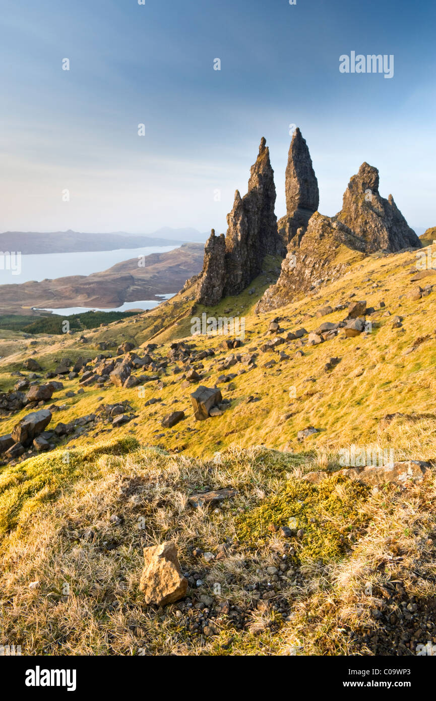 Der Old Man of Storr, Halbinsel Trotternish, Isle Of Skye, innere Hebriden, Schottland, UK Stockfoto