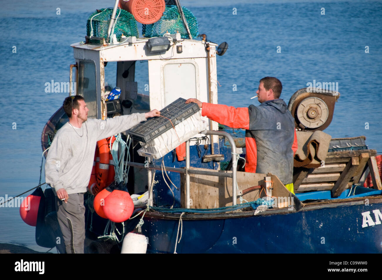 Schottische Fischer, Kyleakin Hafen, Isle Of Skye, innere Hebriden, Schottland, UK Stockfoto