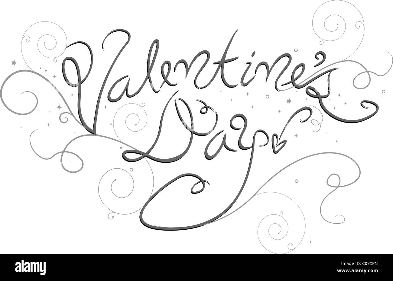 Ausgefallenen Schriftzug der Worte-Valentinstag Stockfoto