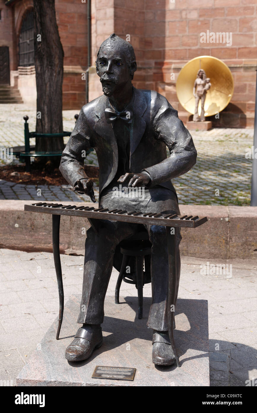Statue von Adolph von Henselt, Schwabach, Mittelfranken, Franken, Bayern, Deutschland, Europa Stockfoto