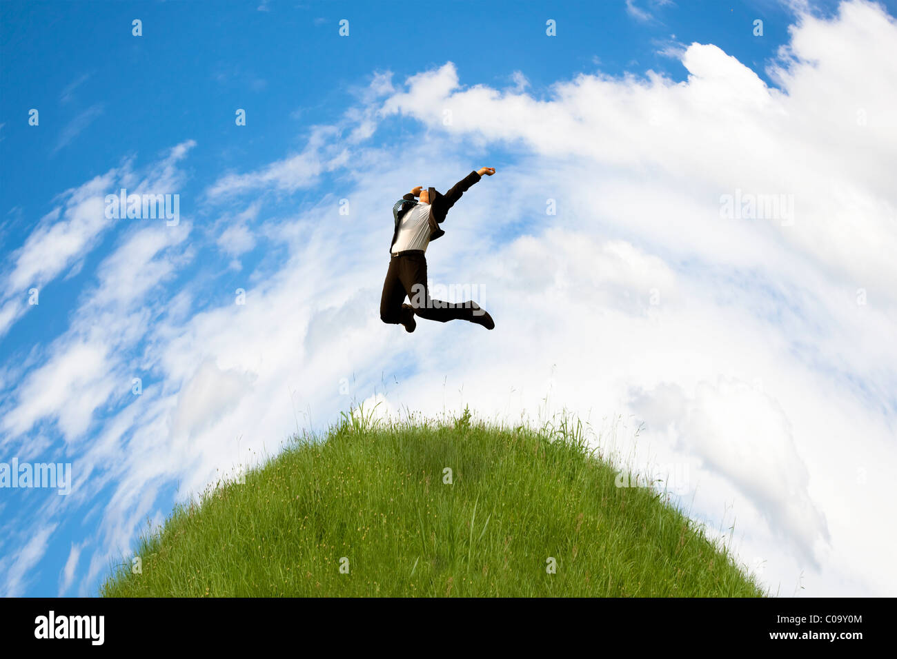 Grüner Planet und Erfolg global Business-Mann Stockfoto