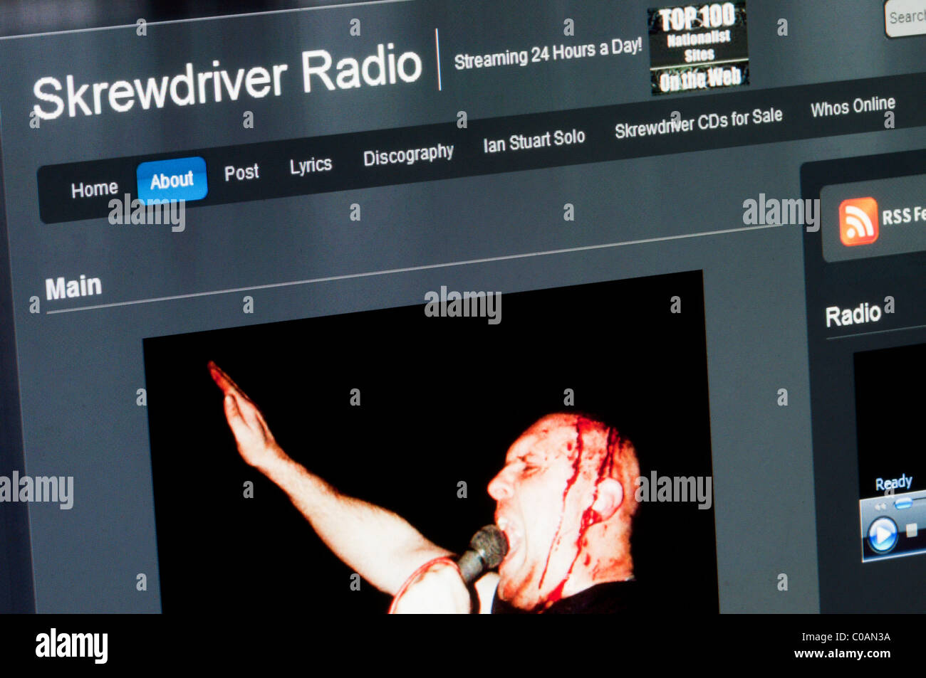 Im Internet weit rechten Extremisten Skrewdriver Radio übertragen Stockfoto