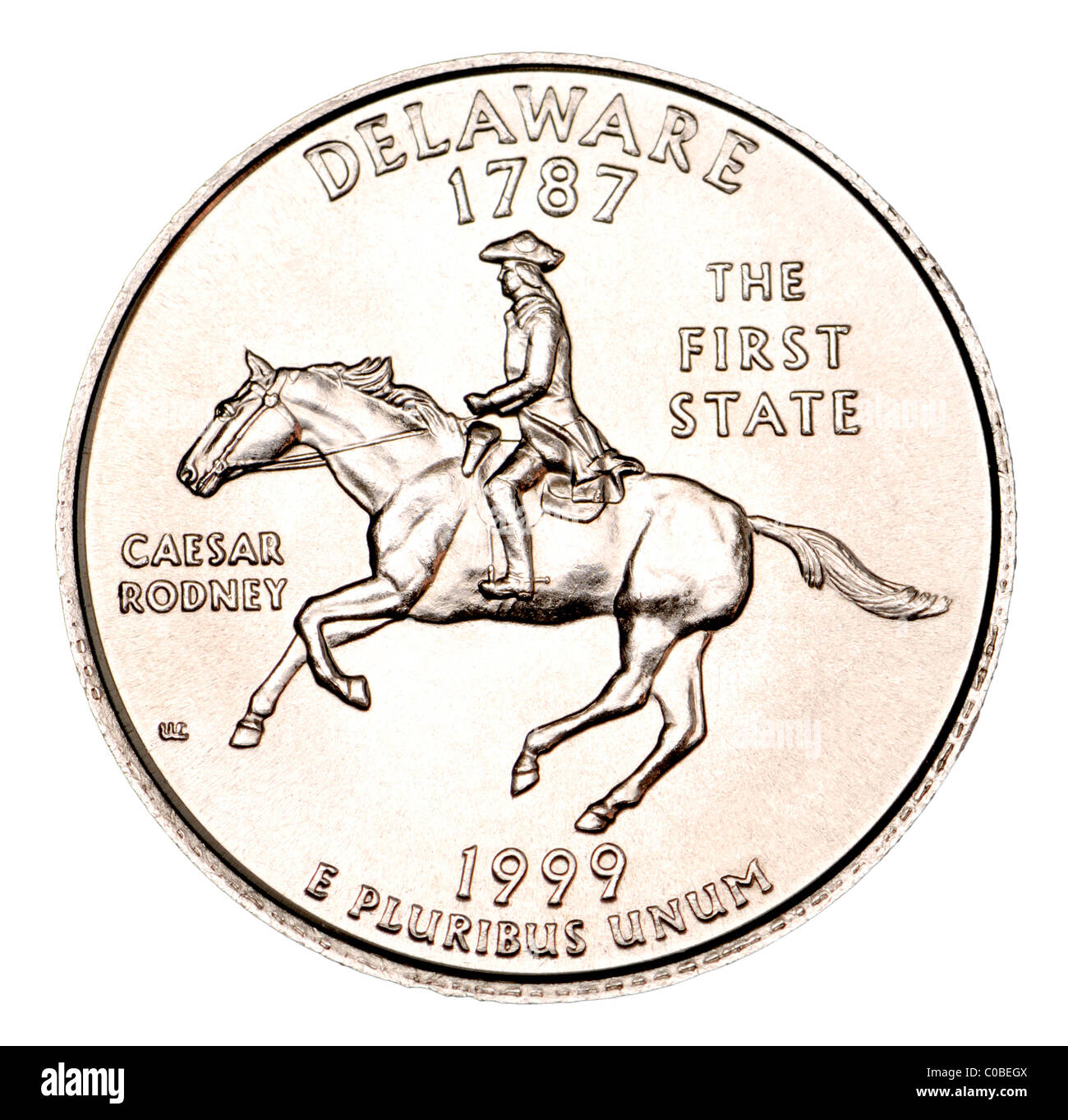 US-Quarter-Dollar Darstellung Delaware - "Erste Stand" Stockfoto