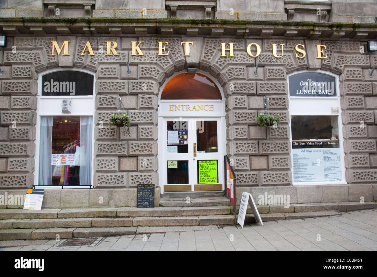 Markt-Haus; St Austell; Cornwall; Fassade und Eingang Stockfoto