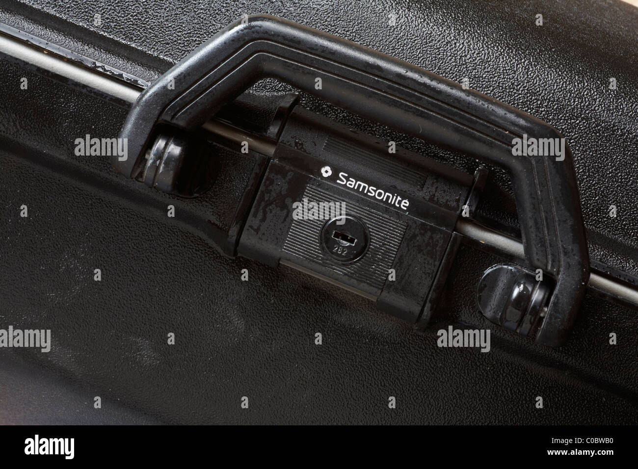 Schwarze Samsonite Koffer Stockfoto
