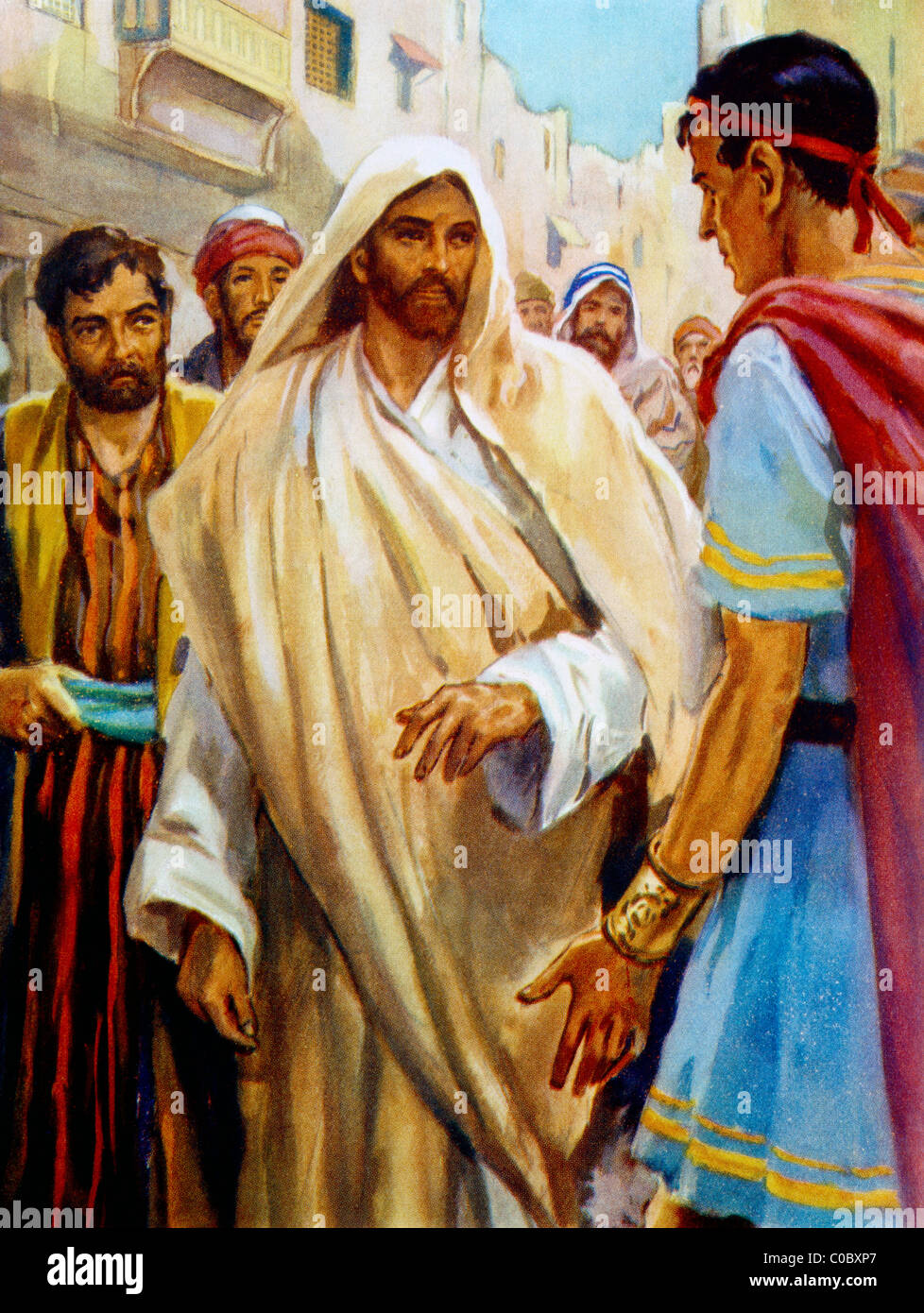 Jesus ist erstaunt über die Centurion glauben Gemälde von Henry Coller Bibelgeschichte Stockfoto
