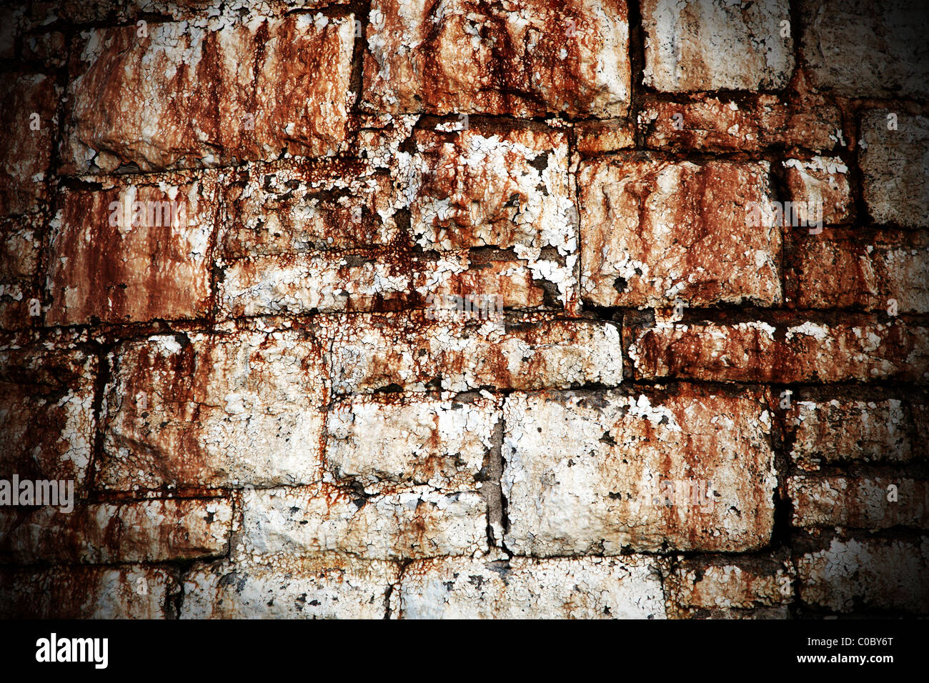 Abstract Grunge Brick Wand Hintergrund mit Farbe weiß Abplatzungen Stockfoto