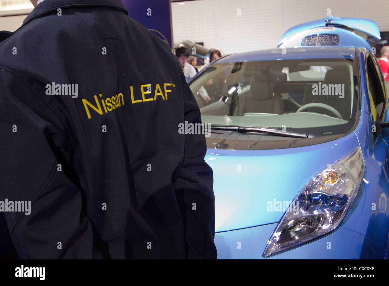 Nissan Leaf Elektroauto blau Stockfoto